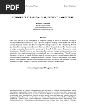 Corporate Strategy Past, Present, and Future
