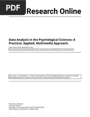 Data Analysis in the Psychological Sciences A Practical Applied Multimedia Approach