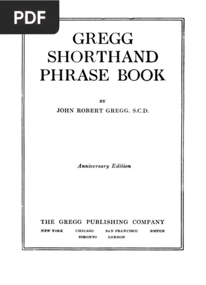 Gregg Shorthand Phrase Book