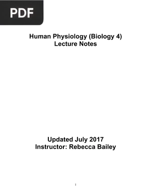 Human Physiology  Biology 4 Lecture Notes