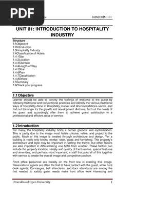 Introduction to Hospitality Industry
