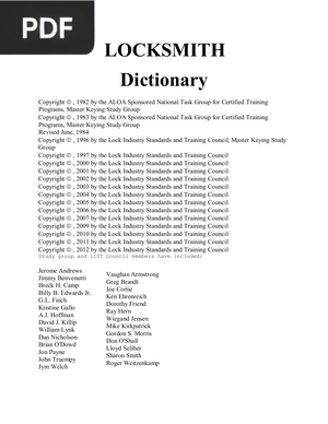 Locksmith Dictionary