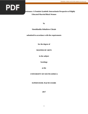 Patriarchy and Resistance: A Feminist Symbolic Interactionist Perspective of Highly Educated Married Black Women