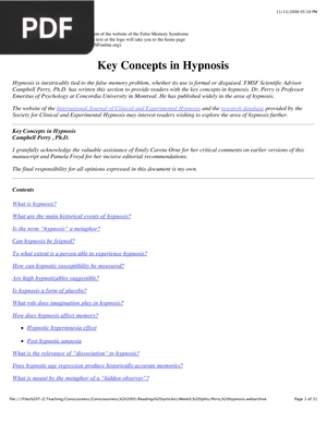 Key Concepts in Hypnosis