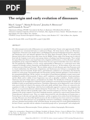 The Origin and Early Evolution of Dinosaurs