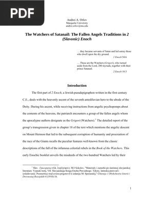 The Watchers of Satanail: The Fallen Angels Traditions in 2 (Slavonic) Enoch