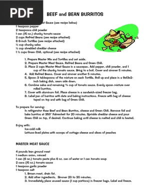 Beef or Pork Burrito USDA Recipe for Schools
