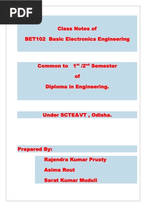 Class Notes of Basic Electronics Engineering