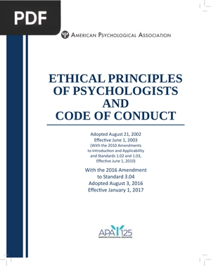 Ethical Principles of Psychologists And Code of Conduct