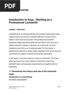 Introduction to Keys-Working as aProfessional Locksmith