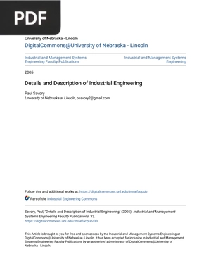 Details and Description of Industrial Engineering
