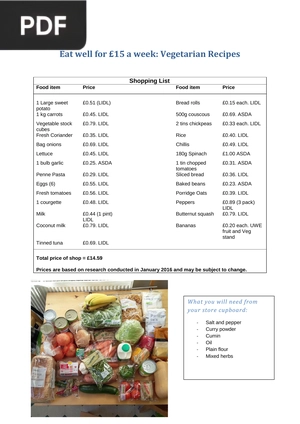 Eat well for 15 a week: Vegetarian Recipes