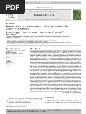Evolution of the carnivorous Dinosaurs during the Cretaceous: The evidence from Patagonia