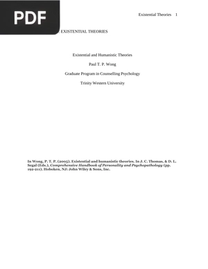 Existential and Humanistic Theories