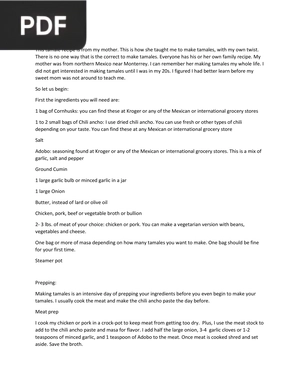 Tamale Recipe