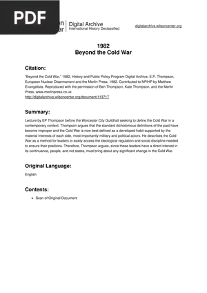 Beyond the Cold War