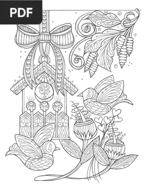 Birds & Flowers coloring page