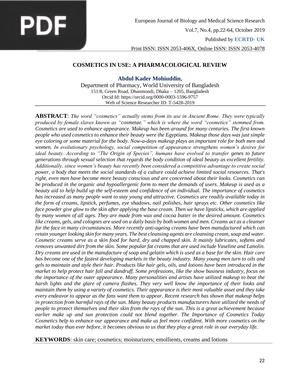 Cosmetics in use-A Pharmacological Review