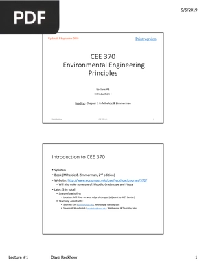 Environmental Engineering Principles (Presentation)