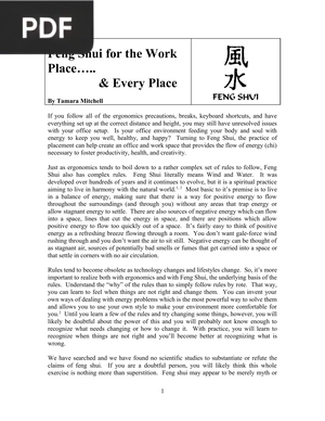 Feng Shui for the Work Place..... & Every Place