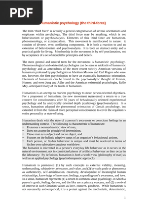 Humanistic Psychology (the third-force)