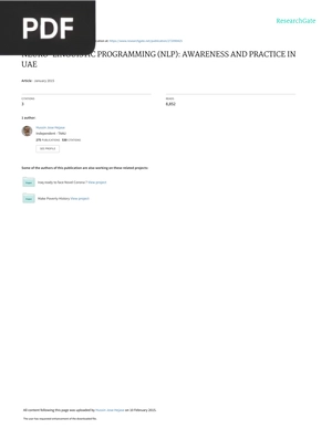 Neuro-Linguistic Programming (NLP)-Awareness and Practice in UAE