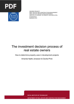 The Investment Decision Process of Real Estate Owners