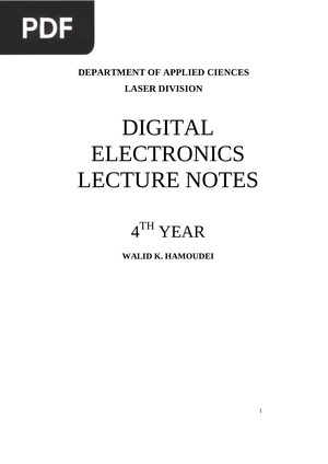 Digital electronics lecture notes