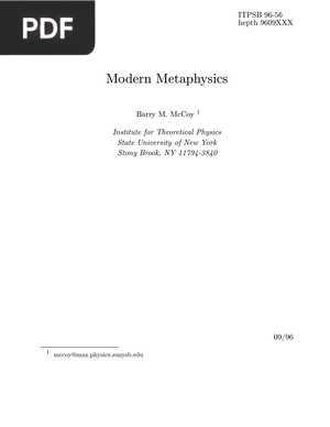 Modern Metaphysics