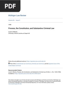 Process, the Constitution, and Substantive Criminal Law