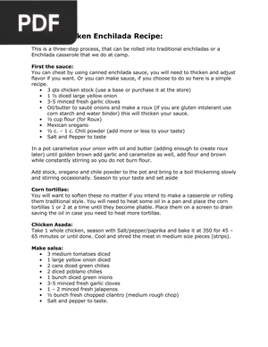 Rudy’s Chicken Enchilada Recipe