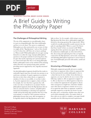 A Brief Guide to Writing the Philosophy Paper (Article)