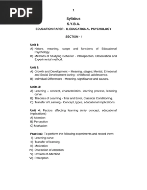 Education Paper - II, Educational Psychology