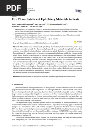 Fire Characteristics of Upholstery Materials in Seats
