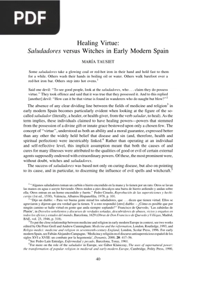 Healing Virtue: Saludadores versus Witches in Early Modern Spain