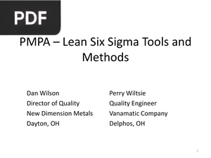 PMPA – Lean Six Sigma Tools and Methods (Presentation)