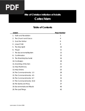 Rite of Christian Initiation of Adults-Catechism