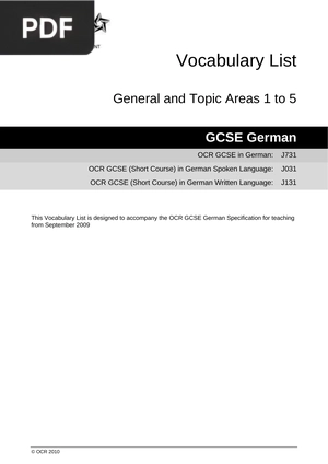 Vocabulary List