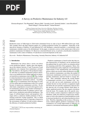 A Survey on Predictive Maintenance for Industry 4.0