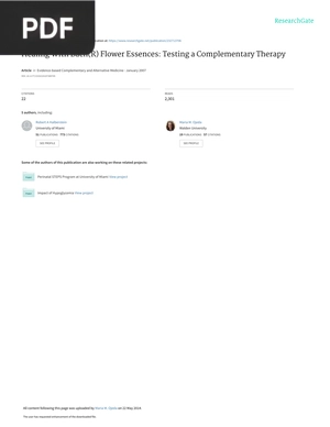 Healing With Bach(R) Flower Essences: Testing a Complementary Therapy