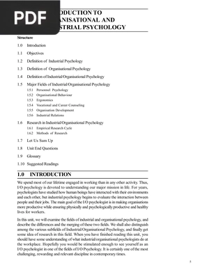 Introduction to Organizational and Industrial Psychology