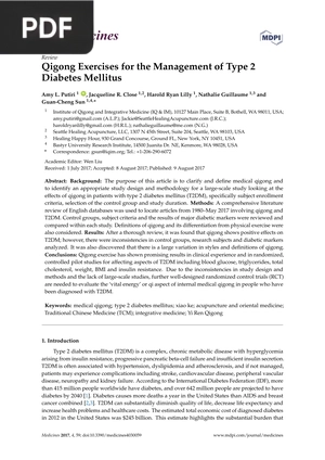 Qigong Exercises for the Management of Type 2 Diabetes Mellitus