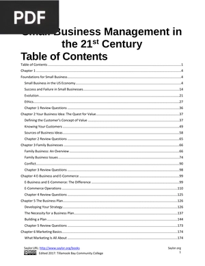 Small Business Management in the 21st Century