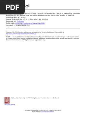 Spanish Colonization of the New World: Cultural Continuity and Change in Mexico