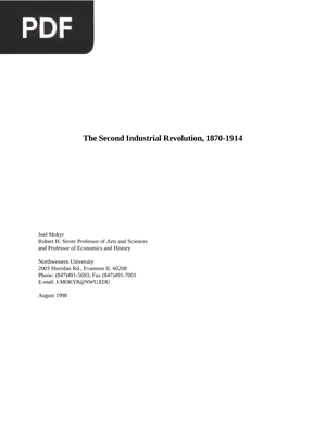 The Second Industrial Revolution, 1870-1914
