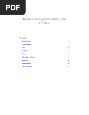 Traditional Grammatical Terminology: Latin