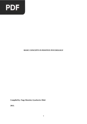 Basic concepts in positive psychology