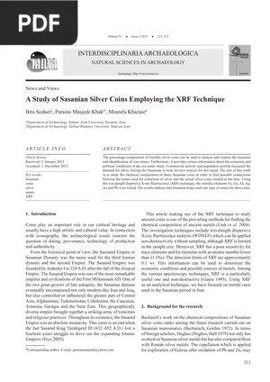 A Study of Sasanian Silver Coins Employing the XRF Technique