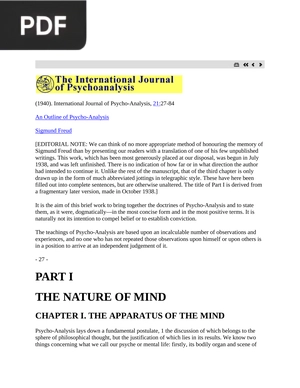 An Outline of Psycho Analysis
