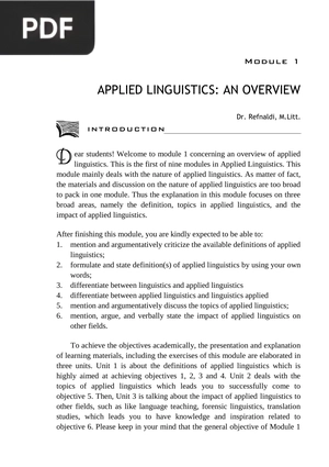 Applied linguistics: an overview